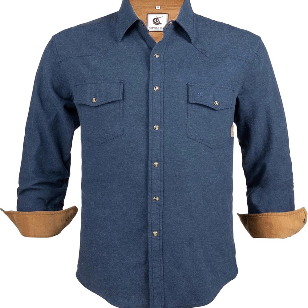 NWT Coevals Club Men's Blue and Tan Western Shirt